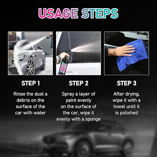 Multi-Functional Coating Renewal Agent, 3 in 1 Ceramic Car Coating Spray, High Protection Quick Car Coating Spray Fast-Acting, Nanotechnology Plastic Parts Refurbish Agent-100ml