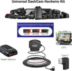 Dash Cam OBD Hardwire Kit, USB Type C Power Cable for Dash Camera 24 Hours Surveillance/Acc Mode for Dashcam Power Adapter with Low Voltage Protection 12-24V to 5V/3A