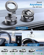 Vacuum Magnetic Car Phone Holder, 360°Adjustable, Compatible with iPhone 12-17 Series & Dashboard Mount & Tesla, 80+LBS Strong Suction Cup Phone Holders for Your Car, MagSafe-Compatible (Carbon Fiber)