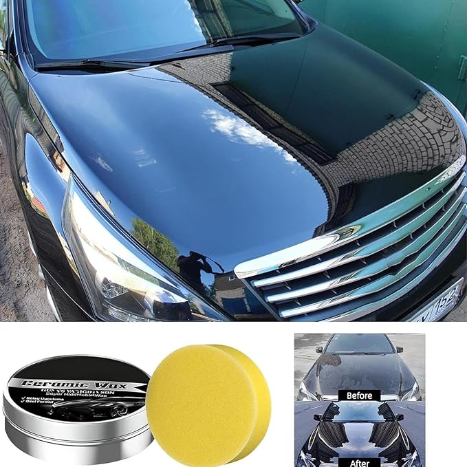 Titanium Ceramic Wax Cream, Strong Protection Car Coating Polishing Wax, Waterproof Formula with Graphene, for All Vehicle Types (1 Pcs)