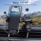Phone Holders for Car, [Super Suction Cup] Car Phone Mount for Dashboard Windshield & Air Vent, Universal Car Accessories for iPhone 17/16/15, Samsung Galaxy, Most 4-7” Smartphones
