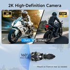 Motorcycle Dash Cam, 2K Ultra HD Front Dash Camera for Motorcycle, IP67 Waterproof, Loop Recording 24H Parking Monitor Wide Angle Night Vision with App Control, Max Support 128 GB