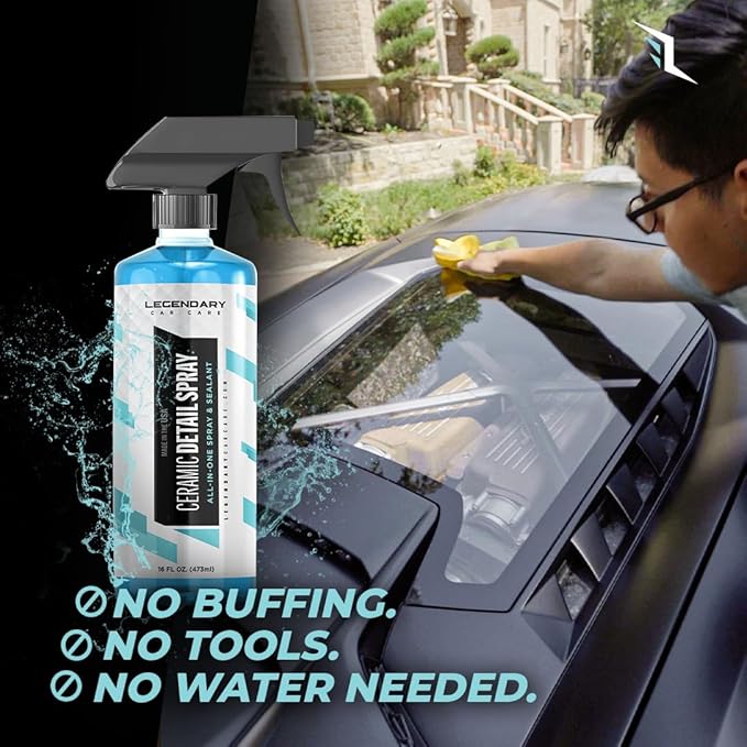 Legendary Ceramic Quick Detailer Spray 16oz - Car Detailing Spray for High Gloss Shine & Hydrophobic Protection - Ceramic Coating for Cars on Paint, Glass, Trim & Wheels