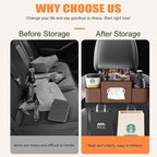 UKM 3-in-1 Back Seat Car Organizer, Car Backseat Storage Box with Cup Holder, Tissue Box&Hooks, Multifunctional Waterproof Storage for Hold Phones Drinks Handbags (Black)