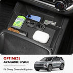 Autorder 2PCS Center Console Organizer for Chevy Chevrolet Equinox 2025-2026 Accessories Center Console Insert Tray Secondary Storage Box with Anti-Slip Mat(Not for Equinox EV)