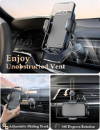 Phone Mount for Car Vent: [Never Blocking] Air Vent Cell Phones Holder for iPhone & Samsung Android Smartphone [Thick Cases Friendly] Hands-Free Auto Mobile Phone Stand (Gray)