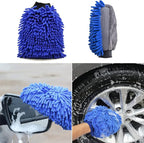 BMLEI Car Wash Brush With Long Handle, Chenille Microfiber Mop Mitt, 1 Replacement Head, Wheel Brush Extension Pole, Cleaning Kit With Towels for Cars Trucks 5PCS