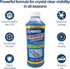 ABRO Windshield Washer Concentrate - 473ml, 2-in-1 All-Season Cleaner & Anti-Freeze, Up to -25°F (-31.5°C) Freeze Protection, Streak-Free Cleaning, Bug and Tar Removal
