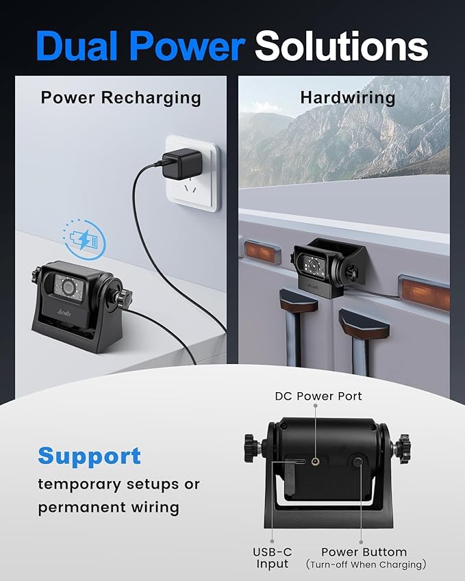 EWAY 2X Magnetic Wireless WiFi Backup Camera 7" IPS Monitor HD 1080P Rechargeable Battery No Wiring, Rear Reverse Monitoring Hitch Camera for Car Truck Pickup RV Camper 5th Wheel Horse Boat Trailer