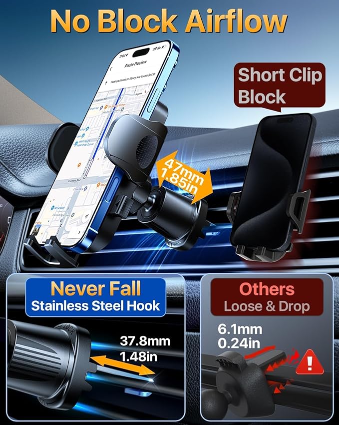 YRU True Military-Grade [360° Rotation Suction] 2026 Ultimate Car Phone Holder Mount 【90+LBS Safest Strongest & Patent Certs】 Dashboard Windshield Vent for iPhone 17 16 Pro Max Samsung, Pale Pink