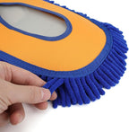 15° Curved Car Wash Brush with 43" Telescopic Handle – Microfiber Chenille Car Wash Mop for RV, SUV, Truck & Boat – Soft, Scratch-Free Extendable Cleaning Tool (Blue&Yellow, Mop Refill Cover)