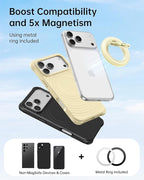 SYNCWIRE Magnetic Phone Ring Holder for MagSafe, 360° Rotation Dual Sided Magnet Grip Cell Phone Ring Stand Finger Kickstand Compatible with iPhone 17 16 15 14 13 12 Pro Max fits MagSafe
