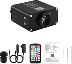 ATOKEE 16W Compact Size Fiber Optic Light Box for Starlight Headliner, Twinkle & Music Mode, Control by Bluetooth App/RF Remote Control, Car Plug & Power Adapter, PG Connector & 3 Drill Bits