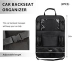 2PCS Car Backseat Organizer, Multi-Pocket Back Seat Protector with 10.2" Tablet Holder, Waterproof Oxford Fabric Storage Bag Auto Kick Mat for Kids Toddlers (A Regular Style)