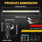 Auxbeam LED Straight Light Bar 50 Inch 288W Amber White Fog Lights, 6 Modes Strobe Yellow Offroad Driving Work Light with Memory Function for Truck Boat Jeep