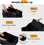 Car Trunk Organizer, 13 Gallon Collapsible Cargo Storage Box with Removable Divider & 6 Pockets, 3-Compatment Trunk Container with Securing Straps & Non-Slip Bottom for SUV, Sedan