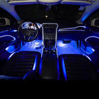 64 Colors Car Ambient Lighting Fiber Optic RF Remote + APP Control Multicoloured Music Car Atmosphere Decorative Lighting Kit 1W DC 12V-24V 6m