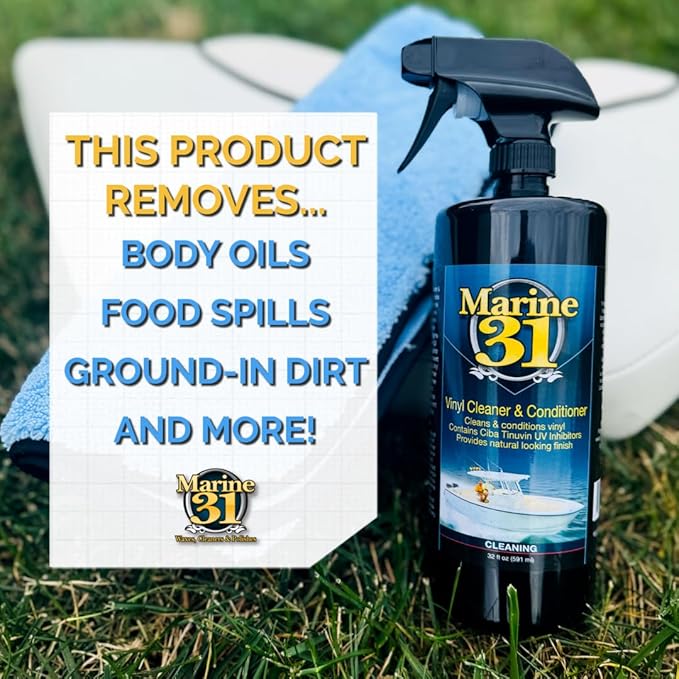 Marine 31 Vinyl Cleaner & Conditioner | Cleans, Protects & Prevents UV Damage | Safe for Boats, Car Interiors & Patio Furniture | No Sticky Residue, Long-Lasting Protection | M31-401 | 32 oz