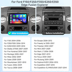 2G+64G Car Radio for Ford F150/F250/F350/E250/E350 Edge Fusion Explorer with Wireless Carplay Android Auto, 7 inch HD Touch Screen Car Stereo with Bluetooth/GPS/WiFi/FM/SWC/USB/HD Backup Camera