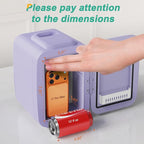 CROWNFUL Mini Fridge, 4 Liter/6 Can Portable Cooler and Warmer Personal Refrigerator for Skin Care, Cosmetics, Beverage, Food,Great for Bedroom, Office, Car, Dorm(Purple)