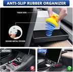Hideable Under Screen Storage Organizer Compatible with Tesla Model Y 2024-2020(Not Juniper)/Model 3 2023-2017 Accessories Black (Not Model Y Juniper 2025-2026/Model 3 Highland 2024-2025)