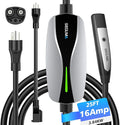 Portable Level 1/2 EV Charger for Tesla, 12A/16A, Electrical Car Mobile Charger 25FT Extension Cable with 240V NEMA 6-20 Plug, 120V NEMA 5-15 Adapter, NACS Home Wall Connector for Tesla Model-Y/3/S/X