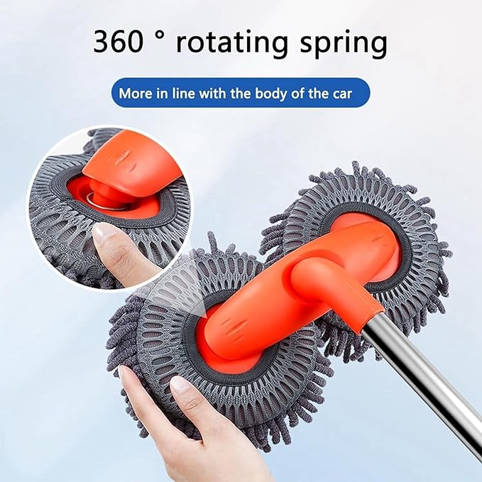 Retractable Car Wash Brush with Long Handle, Rotatable Long Handle Car Cleaning Kit, Brush Duster Scratch Free Cleaning Tool, Car Windshield Window Cleaning Kit, Microfiber Car Duster Dry Towels (2)