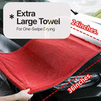 Extra Large Microfiber Twisted Car Drying Towel, Red and Grey, Ultra Absorbent, 24 * 36 Inches, One-Swipe Drying, for Car Exterior