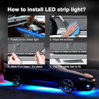 Car Underglow Lights, Yielinth Exterior LED Strip Lights with App and RF Remote Control,16 Million Colors Underglow Kit for Car