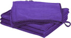 HARFINGTON 4 Pack Microfiber Cleaning Cloth, 16" x 12" Multi-Functional Cleaning Towels Reusable Absorbent Rags with Hook for Car Wash Kitchen Household Window Clean, Purple