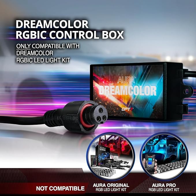 OPT7 Aura DreamColor Underglow Chasing Lights for Truck w/APP & Remote Control, Waterproof Rigid Aluminum LED Light Bar, Exterior Neon Accent Underbody RGBIC Lighting Kit, Multicolor Music Mode, 12V