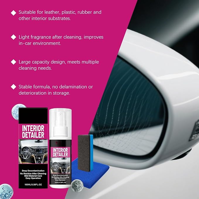 Car Interior Cleaner By, Convenient to Use, Fits All Car Interior Materials(1set)