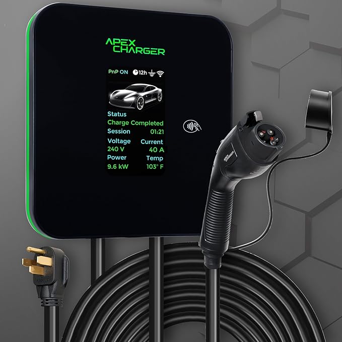 MACH 2:Fast Level 2 EV Charger 48 amp Garage-pro wall-Mount. Electric Vehicle Charging Station 4 Nema 14-50 Outlet. J1772 car Connector. Key Accessories: 30ft Cable & Tesla NACS evse Portable Adapter