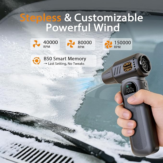 Compressed Air Duster, Super Power Turbo Air Blower with Vacuum Function, Cordless 2-in-1 Cleaning Tool, 8000mAh Battery, LED Light for PC Keyboard Car Cleaning (Black)