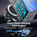 AOUXSEEM for MagSafe Car Charger Mount,15W Fast Charging,20xN55 Magnets,Car Phone Holder Wireless Car Charger Magnetic Phone Holder for iPhone 17/16/15/14/13/12/Pro/Plus/Max Samsung Galaxy S Series