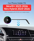 Qi2.2 Max 25W Fast Wireless Car Charger Phone Holder for 2023 2024 2025 2026 Kia NIRO/EV/Hybrid 8/10.25-Inch Screen, Magnetic Phone Mount Compatible with MagSafe