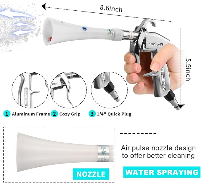GOCCIDA Tornado Dry Cleaning Gun Detailing Interior Dryer Air Blow Gun,Car Detailing Kit Interior Cleaner,Car Detailing Tools for Car Quickly Blasts Dirt and Dust Works with Air Compressor