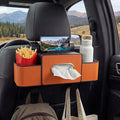 Backseat Car Organizer, 4 in 1 Multifunctional Car Back Seat Storage Organizer with Tissue Box, 2 Cup Holders, Phone Stand and Hooks, Automotive Seat Back Organizers (Orange)