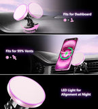 BHHB for Magsafe Car Mount Charger, [2026 Upgrade] 15W 2in1 Magnetic Wireless Car Charger, for Magsafe Car Charger, Vent/Dashboard Phone Holder, ONLY for iPhone 17 16 15 14 13 12 Series (Pink)