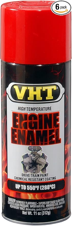 VHT (SP121-6 PK) Universal Bright Red High Temperature Engine Enamel - 11 oz. Aerosol, (Case of 6)