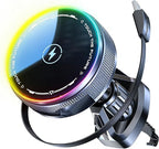 Car Mount Charger 15W Magnetic Phone Holder with Type-C Retractable Cable and RGB Light, Mag Wireless Charging Phone Mount for Air Vent Compatible with iPhone, Samsung, All Smartphones (Gray)