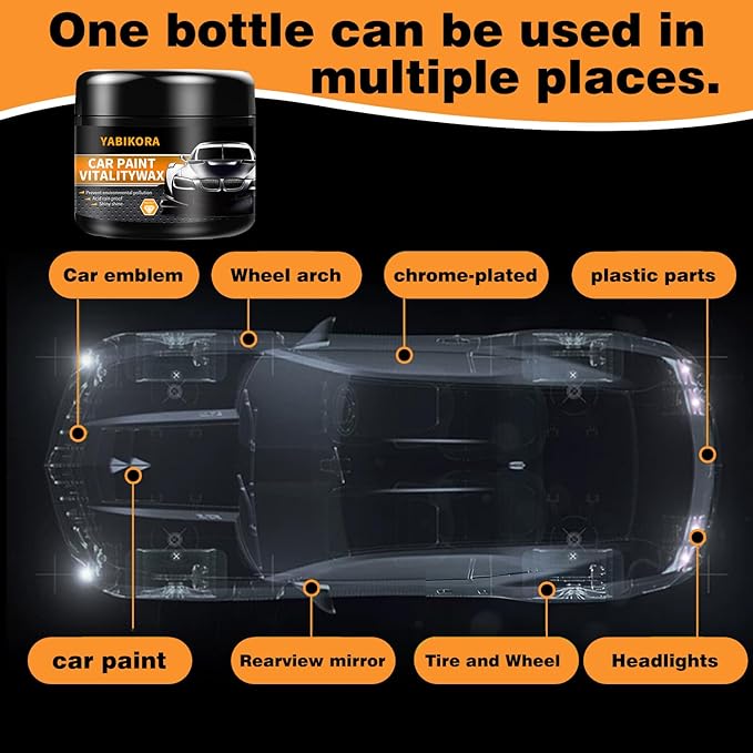 Car Wax Polish, Carnauba Wax Restores Shine High Hydrophobicity & Antioxidant, Long-Lasting Protection Gentle Formula For Cars, Rvs, Trucks, Motorcycles - Includes Sponge & Towel - 1pack 3.53oz