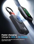 JOYROOM Portable 2000mAh Wireless Charger Compatible for Apple Watch Series 11/10/9/8/7/6/5/4/3/2/1/SE/UItra 3/UItra 2/Ultra, Compact Magnetic iWatch Charger Keychain Style Travel Essentials (Black)