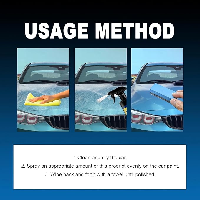 Sopami Car Coating Spray,Multi‑Purpose Quick Coating Spray | High Gloss Shine, Auto Body Wax Scraping and Polishing Waterless Wash, Wheels & Interior Surfaces (1 pcs)