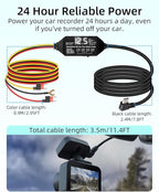 Dash Cam Hardwire Kit,12V-24V to 5V/3A USB C Dash Camera Hardwire Kit with Digital Display and Low Voltage Protection,24 Hours Surveillance and Acc Mode for Dash Camera(3.5M/11.4FT)