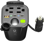 150W Power Inverter 6 in 1 DC 12V to 110V AC Inverter with 60W Dual USB-C and 18W USB-Fast Charger & 2 AC Outlets, Car Pluɡ Adapter Outlet for Laptop/Phone/GPS | Cup Holder Design for Travel