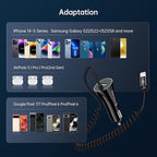[Apple MFi Certified] Syncwire Car Charger iPhone 4.8A/24W Fast Car Phone Charger Cigarette Lighter USB Car Adapter with Build-in 8FT Lightning Cable Coiled for Apple iPhone 14/13/12/11/XR/Max, iPad