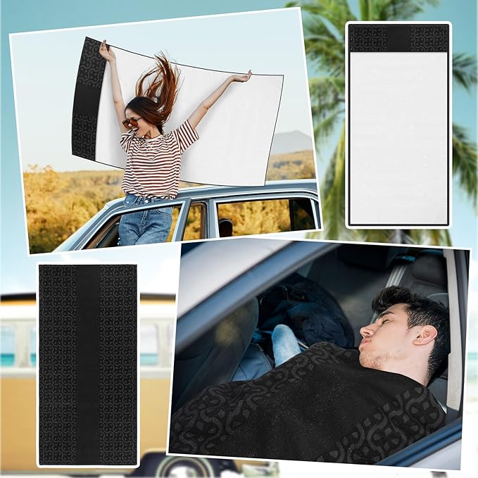 Hahafelt 2 Pack Car Seat Towel Covers Athletic Running Towel Performance Microfiber Post Workout Sweat Washable Cover Non Slip for Seat Outdoor Sport (Midnight)