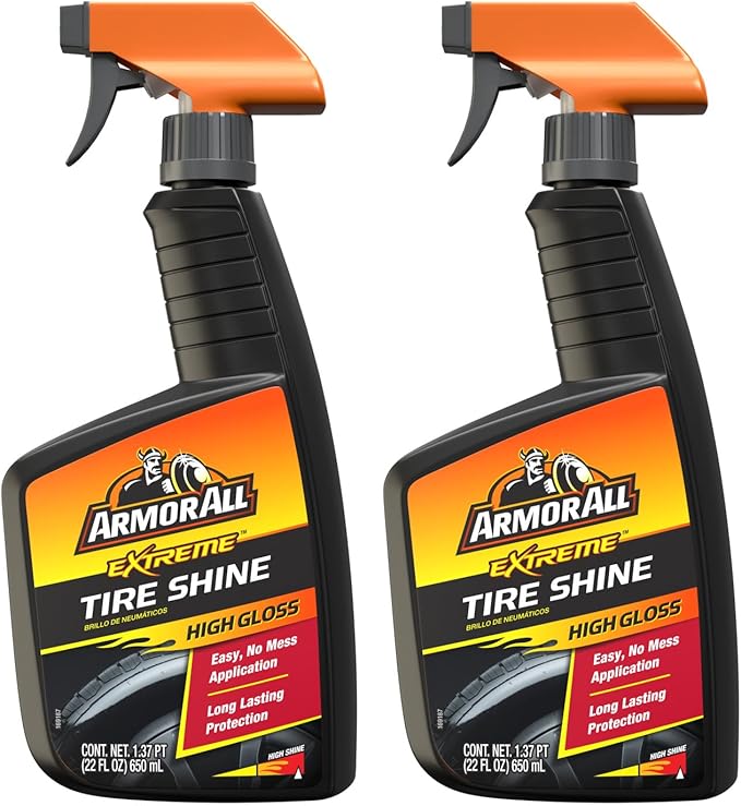Armor All Tire Shine, One-Step Tire Shine Spray for Precise, Even Shine and Minimal Overspray, 2 Count