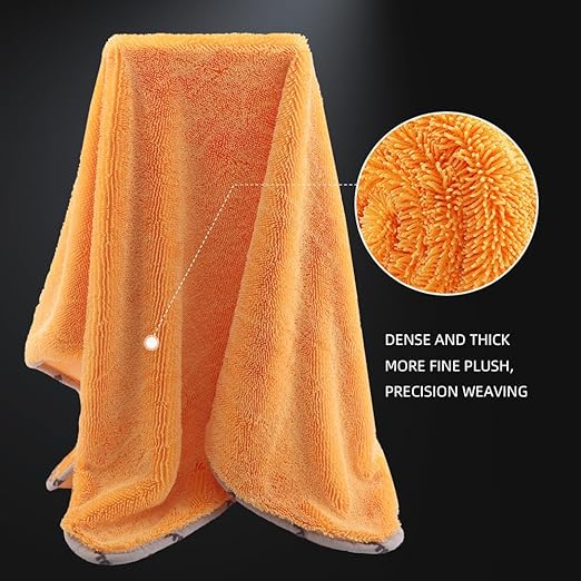 SPTA Drying Towel, Car Wash Drying Towel for Spotless Shine, Highly Absorbent, Scratch Free Large Microfiber Towel for Car wahing, 29.1 x 35 inch, Orange-MT031